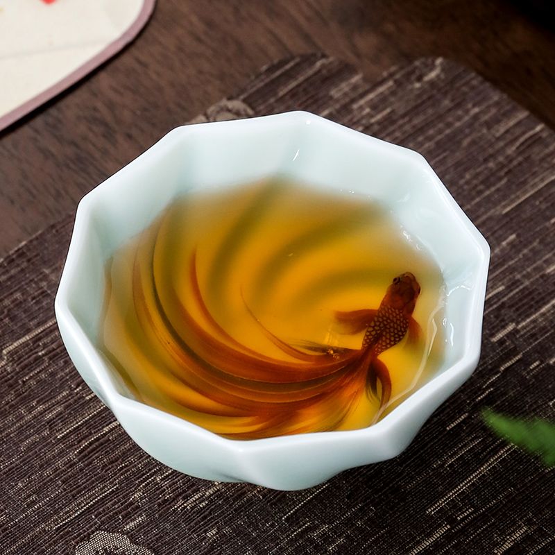 Celadon Ceramic Cup - 창의적인 청자 찻잔 수제 코이 차