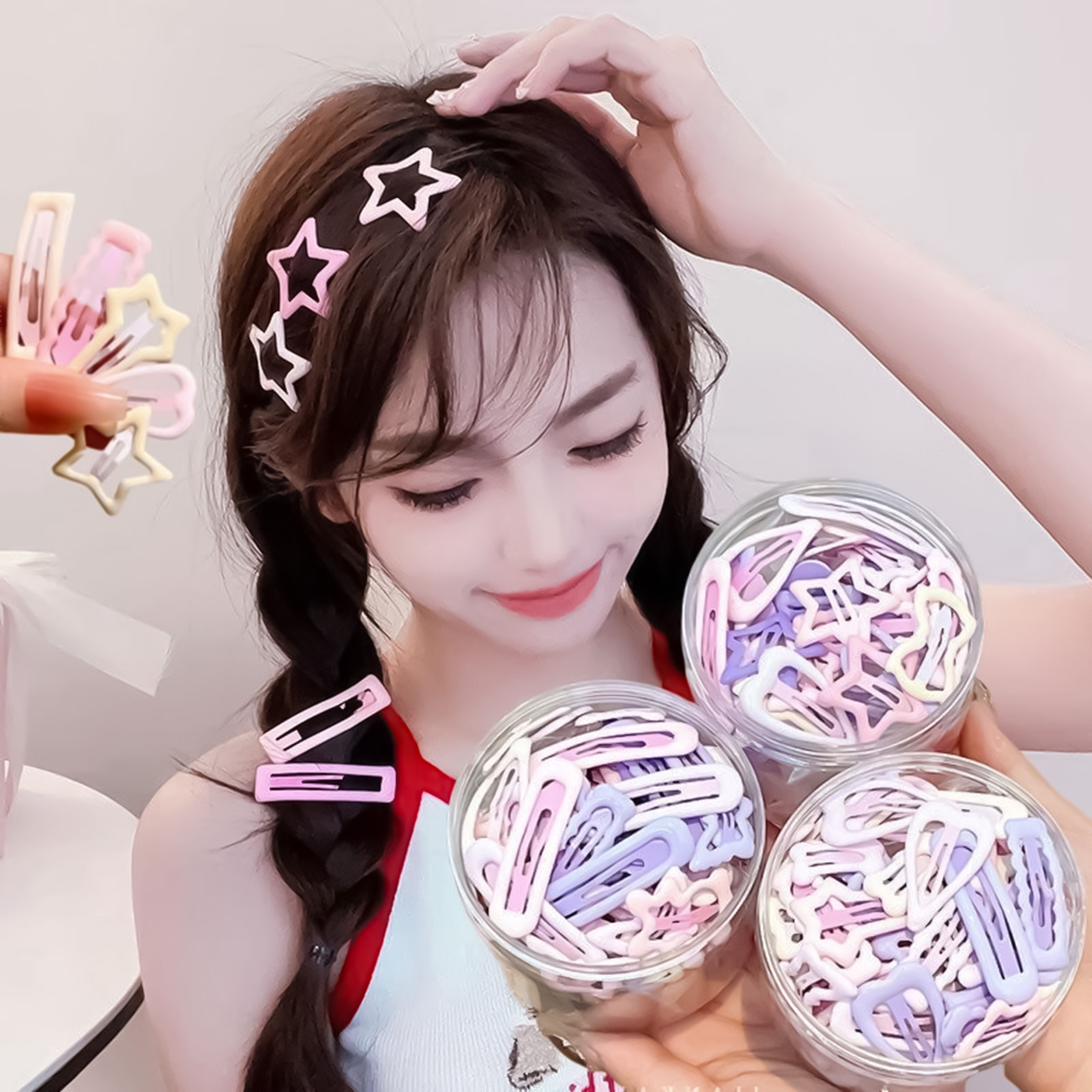 Korean Daily Lifestyle - 3PCS 스위트 스타일 헤드웨어 핀 일상