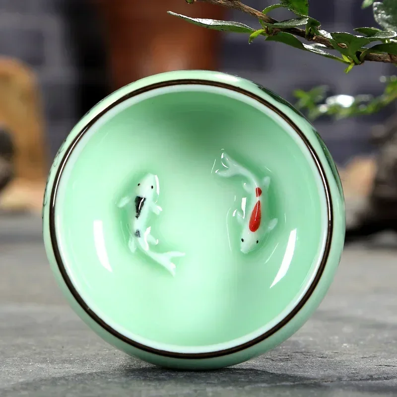 Celadon Ceramic Cup - 차컵 세라믹 1개 청자 수공예 풍경화