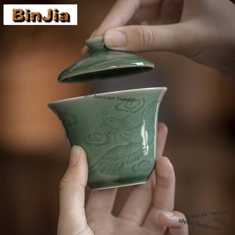 골동품 청자색 손 잡기 가이완 구호 피닉스 화상 방지  - Celadon Ceramic Cup 리뷰 및 가격