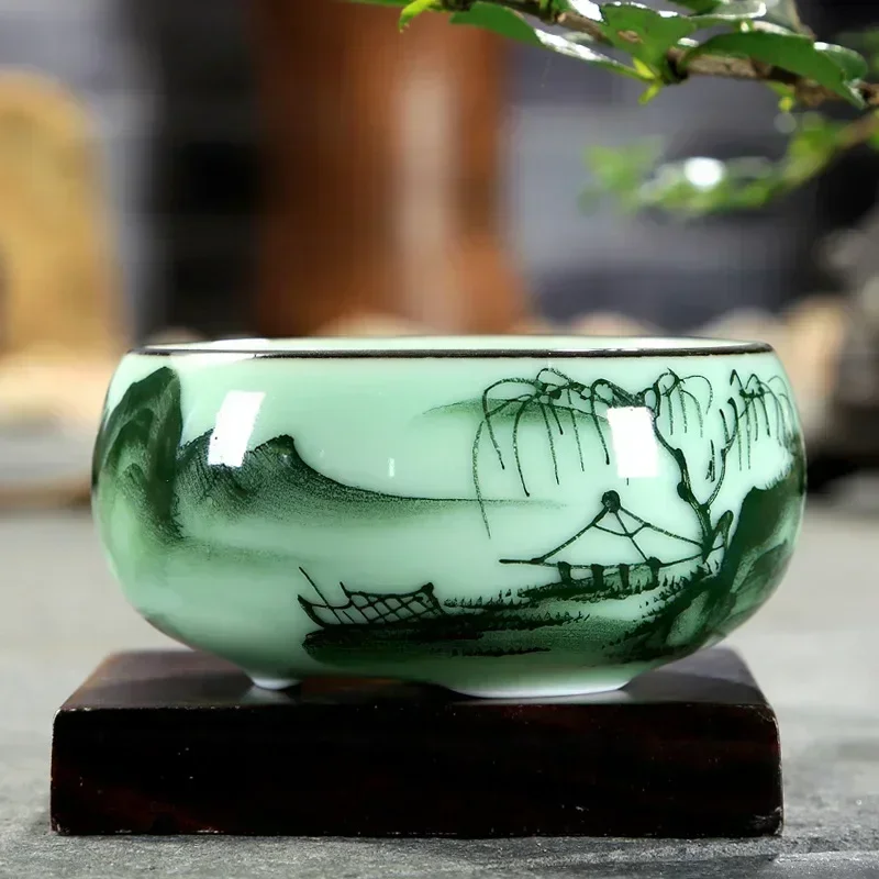 차컵 세라믹 1개 청자 수공예 풍경화 연꽃 잉어 차그릇 - Celadon Ceramic Cup 리뷰 및 가격
