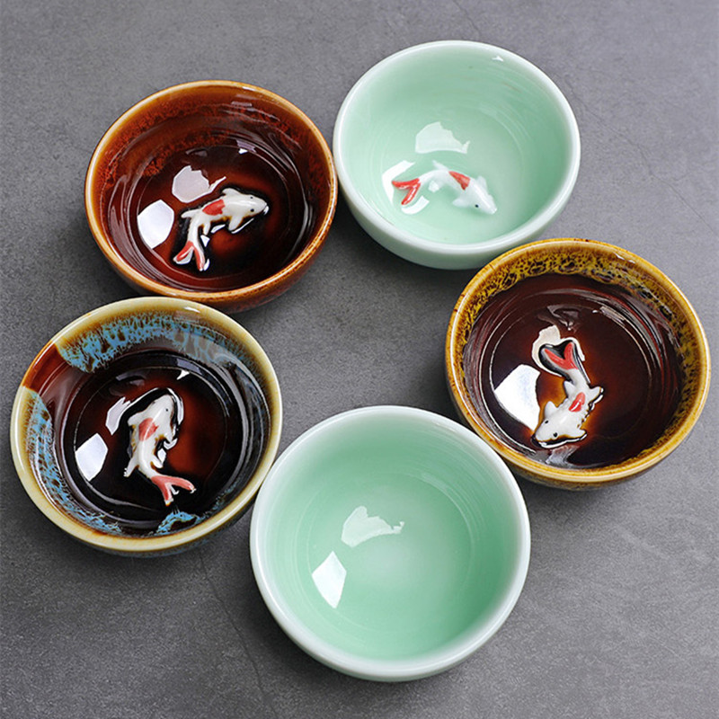 청자 물고기 귀여운 찻잔, 중국 쿵푸 찻잔, 홈 오피스 - Celadon Ceramic Cup 리뷰 및 가격