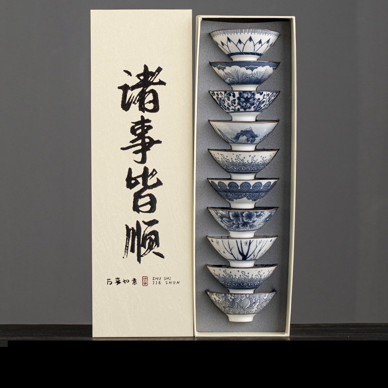 10개/박스 블루 앤 화이트 도자기 차 그릇 세라믹 쿵 - Celadon Ceramic Cup 리뷰 및 가격