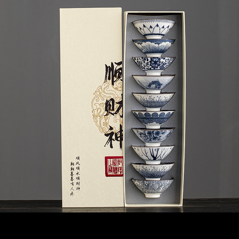 10개/박스 블루 앤 화이트 도자기 차 그릇 세라믹 쿵 - Celadon Ceramic Cup 리뷰 및 가격